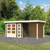 Abri de jardin en bois massif gris terre 5,25m² Kerko 3 avec appentis 240cm et paroi arrière – Karibu Ma boutique